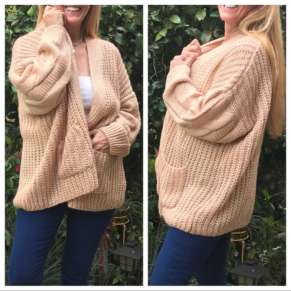 LAST 🔘 True Confessions! Taupe Open Cardigan - Picture 4 of 8